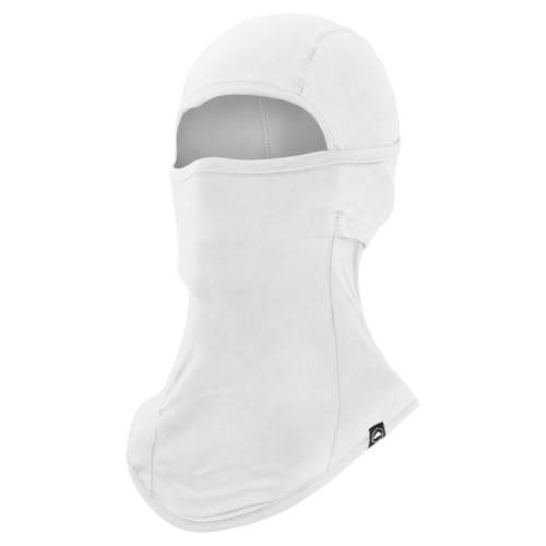 Tough Headwear Balaclava Ski Mask - Breathable Face Mask for Men - Flexible Hinge Full Face Cover - Windproof Motorcycle Gear - color: White