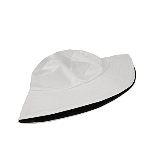 Reversible PU Leather Bucket Hats for Women Solid Color Double Wear Summer Hat Unisex - color: White