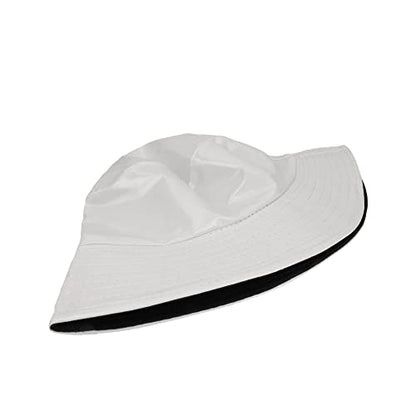 Reversible PU Leather Bucket Hats for Women Solid Color Double Wear Summer Hat Unisex - color: White