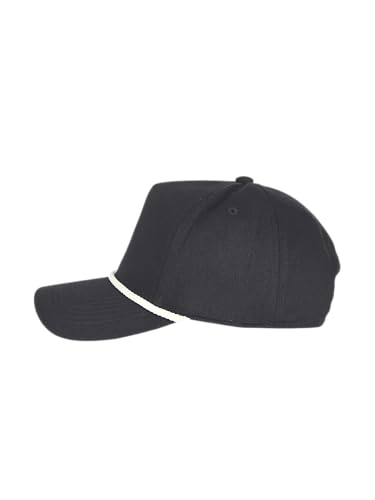 E BY ELIDAN A-Frame Trucker Hat, 5-Panel Blank Snapback - color: Black + White Rope