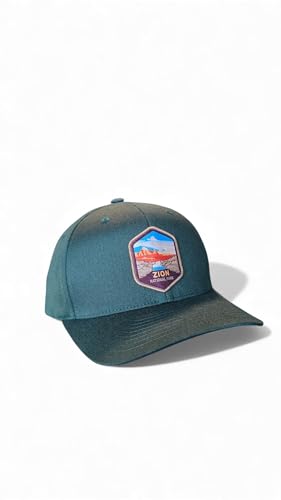 Zion Fitted Hat with National Park Woven Patch - color: Green L/XL (7 1/8” - 7 5/8”)