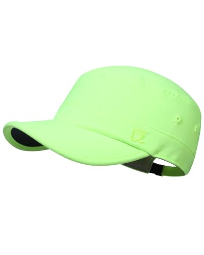 GADIEMKENSD Stretch Army Cap Cadet Military Hats Flat Top Baseball Cap Short Bill Breathable - color: Fluorescent Green