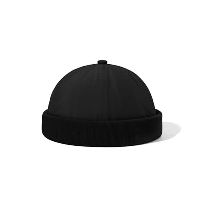 Clakllie Quick Dry Brimless Docker Cap for Men Summer Beanie Sailor Skullcap Lightweight Waterproof Adjustable No Brim Hat - color: Cdus-wbbh2401-black