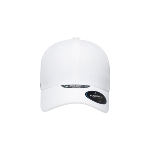 Flexfit NU Tri-Layer Athletic Fitted Baseball Cap with Seam-Sealed Taping - color: White, size: Small-Medium