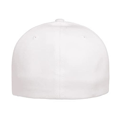 Flexfit 5001 Standard Cotton Twill 6-Panel Fitted Baseball Cap - color: White, size: Small-Medium