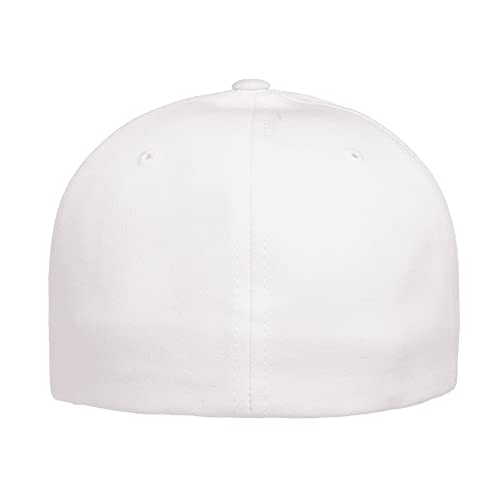 Flexfit 5001 Standard Cotton Twill 6-Panel Fitted Baseball Cap - color: White, size: Large-X-Large