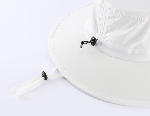 Home Prefer UPF 50+ Sun Hats for Men Women Foldable Wide Brim Fishing Hat Quick Dry Summer Outdoor Garden Safari Bucket Hat - color: White
