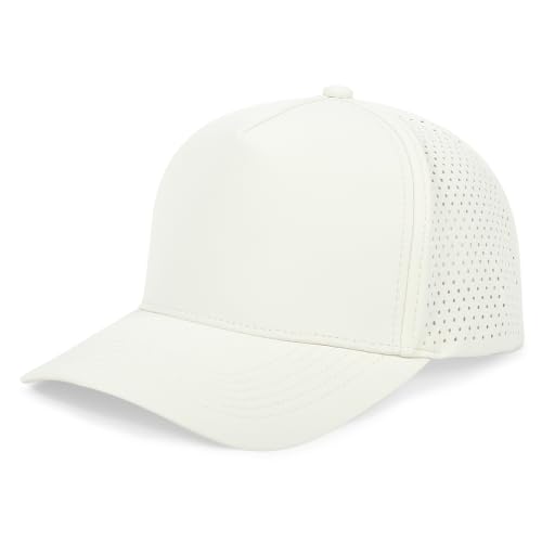 5 Panel Baseball Cap Quick Dry Mesh Snapback Hat for Women Men - color: Offwhite