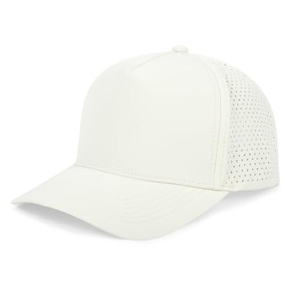 5 Panel Baseball Cap Quick Dry Mesh Snapback Hat for Women Men - color: Offwhite