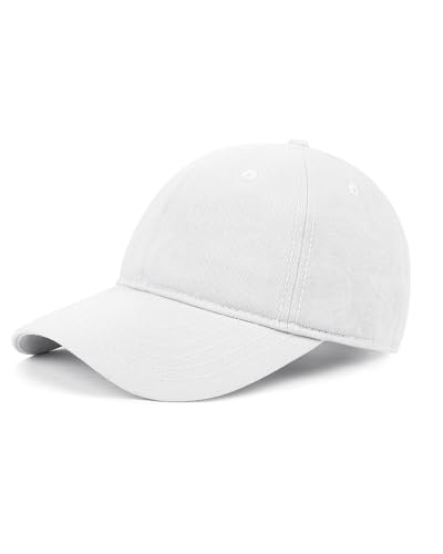 Zylioo Small Baseball Cap for Men Women, Adjustable Unstructured Dad Hat - color: White-fits 21.7"-22.4"/55cm-57cm