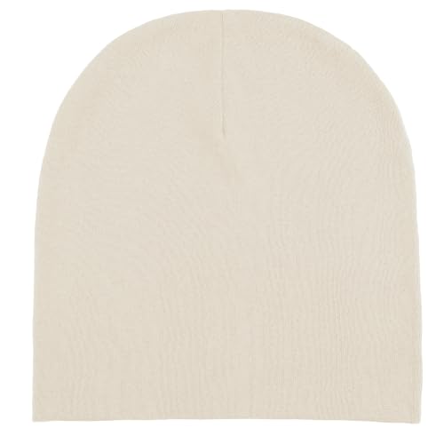 Thin 100% Cotton Fine-Knit Beanie Hat Slouchy Soft Chemo Skull Cap - color: 1-beige