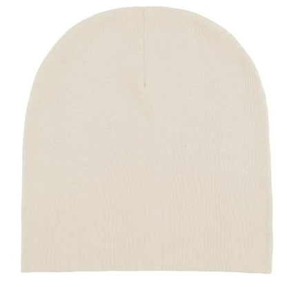 Thin 100% Cotton Fine-Knit Beanie Hat Slouchy Soft Chemo Skull Cap - color: 1-beige