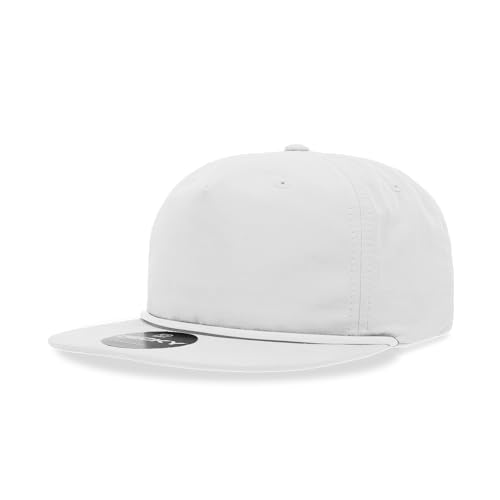 5 Panel High Profile Relaxed Cotton Blend Rope Hat - color: White