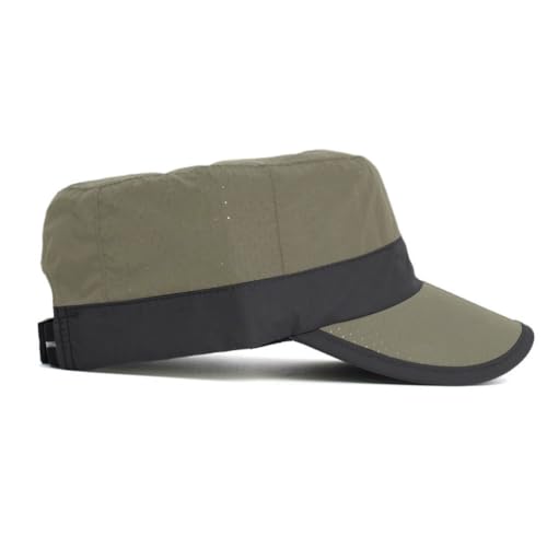 FASHIXD Mesh Military Hat for Men Summer Army Cap Quick Qry Short Bill Hat Cadet Caps - color: Dark Green