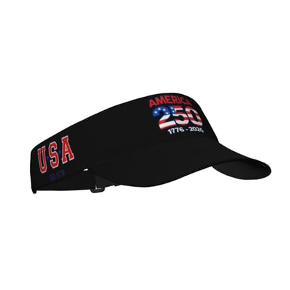 United States 250th Anniversary Hat USA Est 1776 America Patriotic Visor Cap Adjustable Sun Hat for Women Men Sports Beach - color: Black12