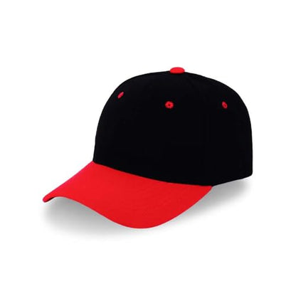ZH Plain Adjustable Baseball Cap - Lot of 12 Unisex Blank Design Caps - color: Blackred