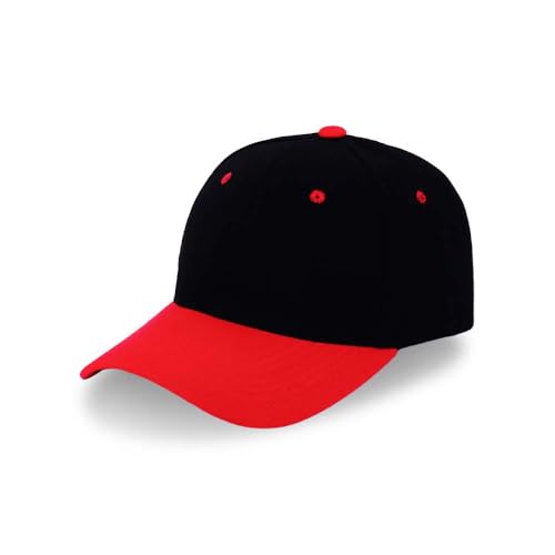 ZH Plain Adjustable Baseball Cap - Lot of 12 Unisex Blank Design Caps - color: Blackred