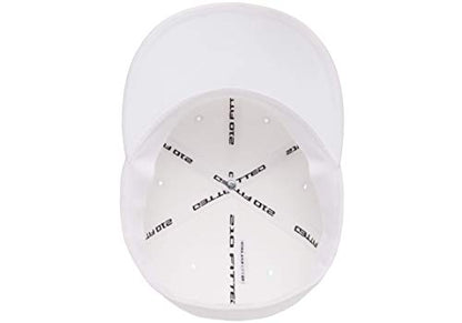 Flexfit Men's Flexfit 210 Fitted Flat Bill Cap Hat - color: White, size: Small-Medium
