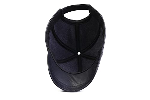 Genuine Leather Unisex Baseball Cap - color: Dark Blue