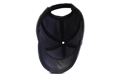 Genuine Leather Unisex Baseball Cap - color: Dark Blue