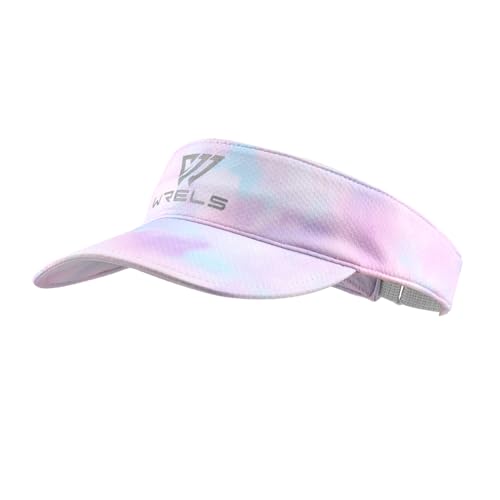 WRELS Visor Sun Hat for Kids Women Men,Adjustable Packable Sports Cap with Sweatband(46-60cm) - color: Pink, size: Large