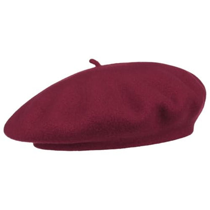 Women's Beret Cashmere Wool French Hat Made in EU Women Autumn Winter - color: Bordeaux, size: 6 7/8