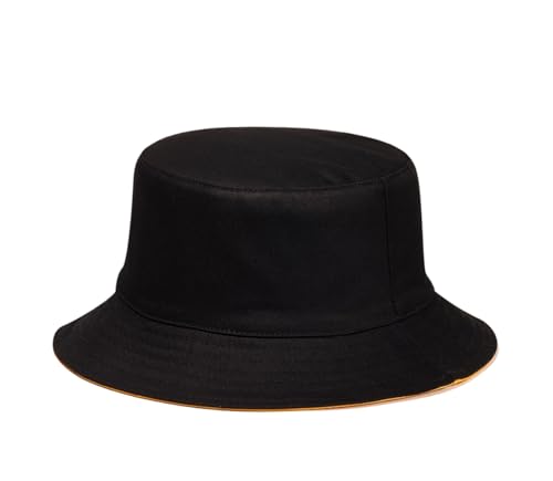 Quanhaigou Bucket Hats Unisex Summer Travel Beach Fisherman Cap for Men Women Teens - color: Plain Orange Black