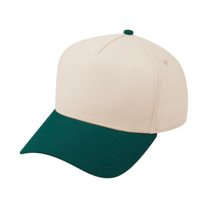 TOPTIE 5 Panel Trucker Hat Snapback Adjustable Cotton Sun Cap for Men - color: Dark Green Beige