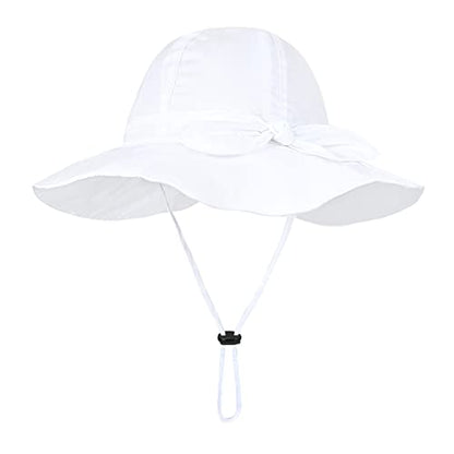 Toddler Kids Baby Girl Sun Hat Floppy Cotton Summer Hat 50+ SPF Protective - color: 202202/White, size: 2-3T