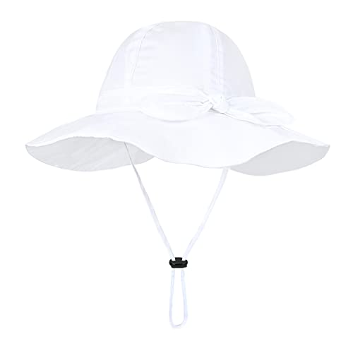 Toddler Kids Baby Girl Sun Hat Floppy Cotton Summer Hat 50+ SPF Protective - color: 202202/White, size: 12-24 Months