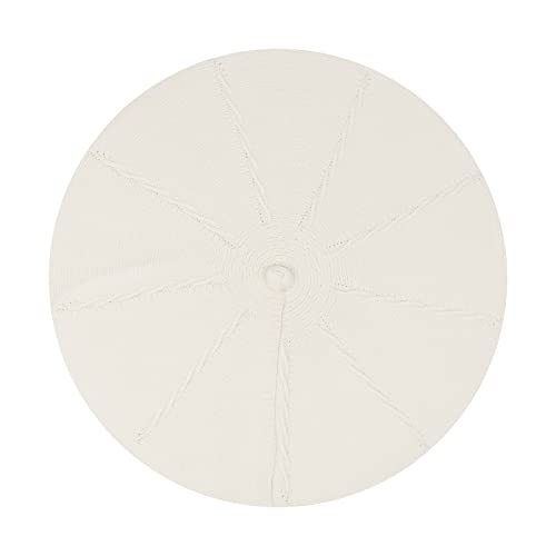 Gllutt Beret Hat French Style Stretchy Knitting Solid Color Both Side Usable - color: White