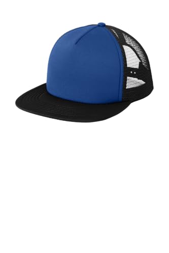 District Flat Bill Snapback Trucker Cap, Flat Brim Hat for Men & Women - color: Royal