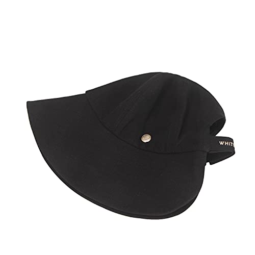 WHITE SANDS MOJA Linen Blend Victorian Bonnet Hat Sun Cap, Foldable Summer Visor | NEW Katy - color: Black