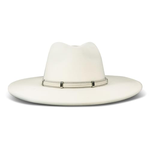 Lucky Brand Womens Ranger Hat | Wide Brim | Felt | Rancher | Americana | Western Inspired | Classic | Fashion | Cowboy - color: Wide Brim Ranger - Cream