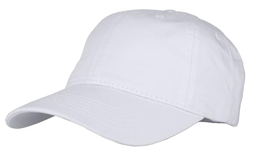 Gelante Cotton Twill Washed Unstructure Baseball Cap - Adjustable Blank Hat for Men Women - Wholesale Bulk Lot of 6 Pack - color: Solid White