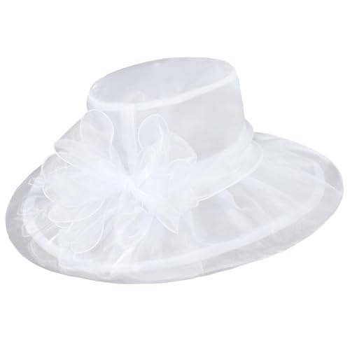Century Star Kentucky-Derby hat Fascinator Hats for Women 2026 Floral Tea Party Bridal Church Wedding Headwear - color: White