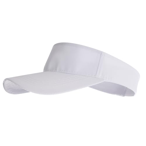 Sports Sun Visor Hat for Women Men Adjustable Lightweight Quick Dry Sun Visor for Golf Tennis Running Outdoor Sports - color: White