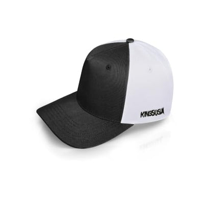 Baseball Cap 100% Cotton Hats for Men and Women for Cooling Performance, Adjustable and Washable Golf Hat - color: Black/White