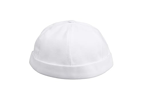Cotton Docker Cap, Unisex Brimless Cap, Men Skull Cap, Brimless Beanie Hat, Men Women Cuffed Hat. - color: White