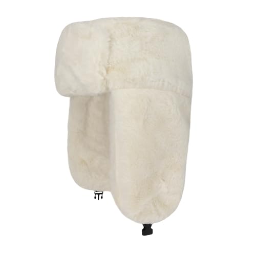 Womens Faux Fur Fuzzy Trapper Hat Winter Ear Flap Trooper Aviator Hat - color: White