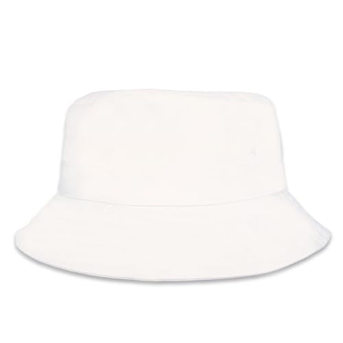 Bucket Hat for Kids, Boy and Girl Sun Hat Kid Ages 4-7 and Big Kids 7-14 Years 100% Cotton for Summer Teen Youth Beach Hat - color: White, size: 7-14 Years