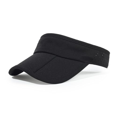 Sun Visors for Women Men Adjustable Folding Cap Running Golf Tennis - color: Black