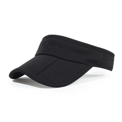 Sun Visors for Women Men Adjustable Folding Cap Running Golf Tennis - color: Black