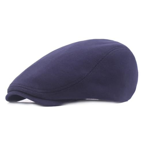 PHEZEN Men Cotton Flat Cap Ivy Gatsby Newsboy Hat Summer Driving Scally Cap Beret - color: Navy Blue