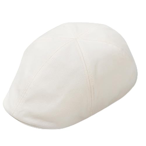 Men's 100% Cotton Newsboy Cap, Adjustable Ivy Cabbie Flat Hat, Soft Lightweight for Golf Camping Daily Wear - color: Beige, size: Large