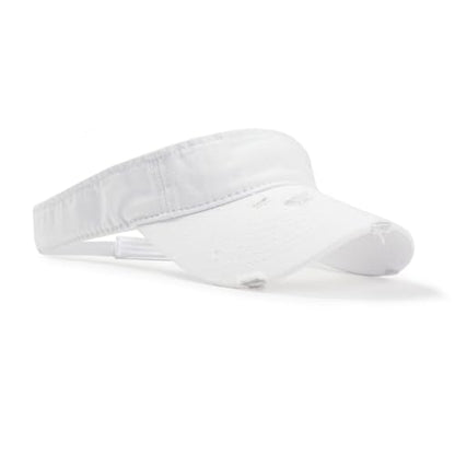 ANDICEQY Retro Ripped Sun Visor Hat, Baseball Sun Visors for Women and Men - color: Retro White