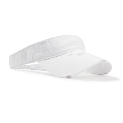 ANDICEQY Retro Ripped Sun Visor Hat, Baseball Sun Visors for Women and Men - color: Retro White