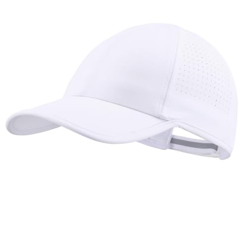 Home Prefer UPF50 Sun Hat for Men Women Reflective Water Repellent Quick Dry Baseball Cap Golf Running Outdoor Sport Hat - color: White, size: Medium