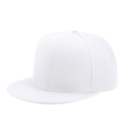 Boolavard Classic Snapback Hat Cap Hip Hop Style Flat Bill Blank Solid Color Adjustable Size - color: White