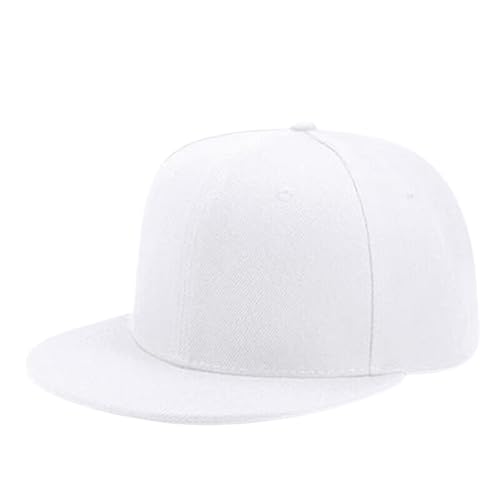 Boolavard Classic Snapback Hat Cap Hip Hop Style Flat Bill Blank Solid Color Adjustable Size - color: White